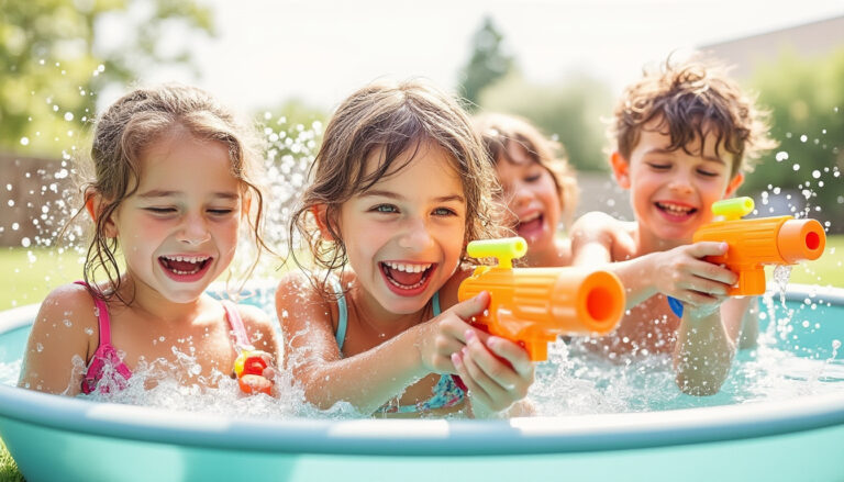découvrez des idées de jeux d'été rafraîchissants et amusants avec des pistolets à eau, parfaits pour divertir les enfants tout en les gardant au frais.