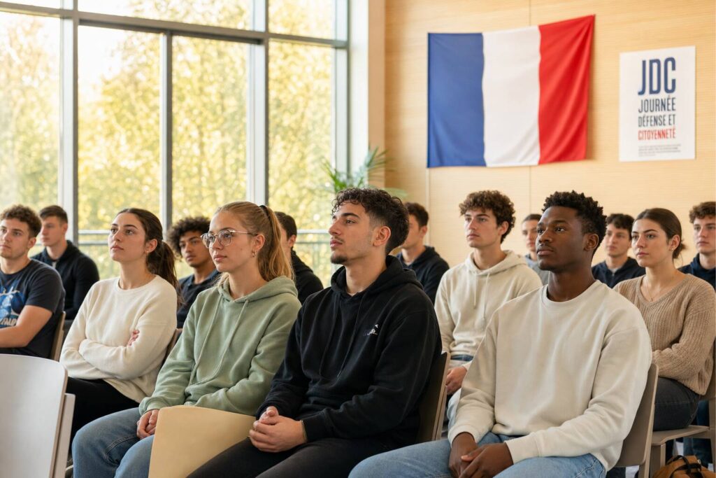 Jeunes Français assistant à la Journée Défense et Citoyenneté