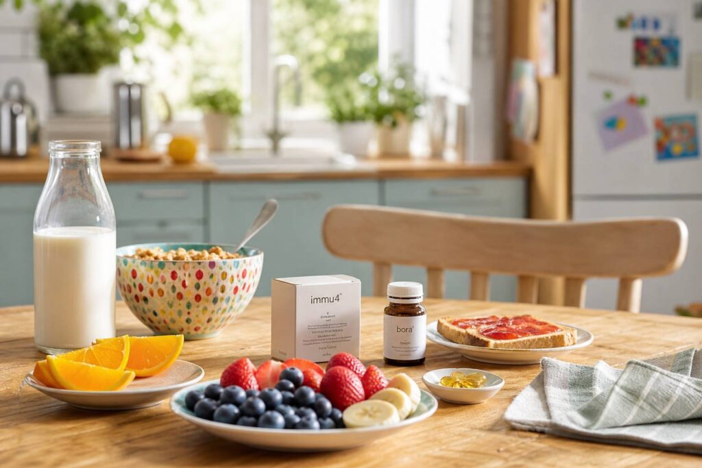 Petit déjeuner enfant compléments magnésium fruits frais