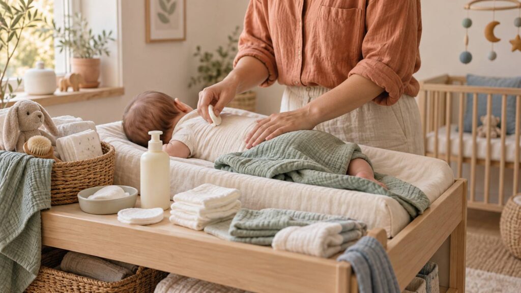 Illustration éditoriale du sujet : Baby care: discover the essential benefits of liniment