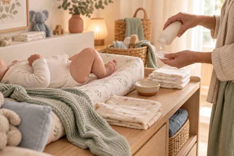 Illustration éditoriale du sujet : Soins de bébé : découvrez les bienfaits essentiels du liniment